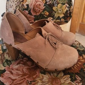 Sanita Clog Heels Free People Side Cut Out Shoes Size 37/6.5
